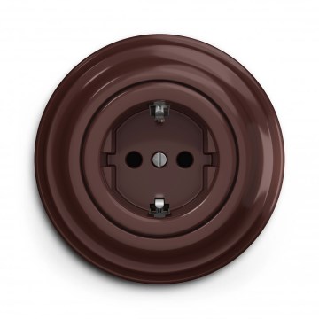Kliklap - Retro kućna utičnica sa okvirom SCHUKO 230V/16A braon