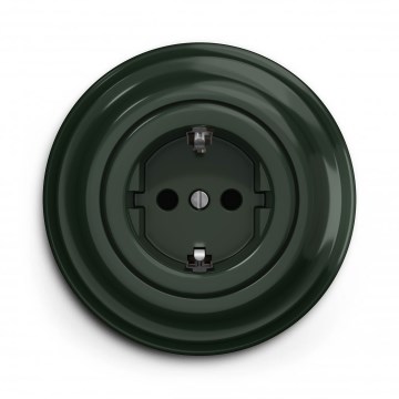 Kliklap - Retro kućna utičnica sa okvirom SCHUKO 230V/16A zelena