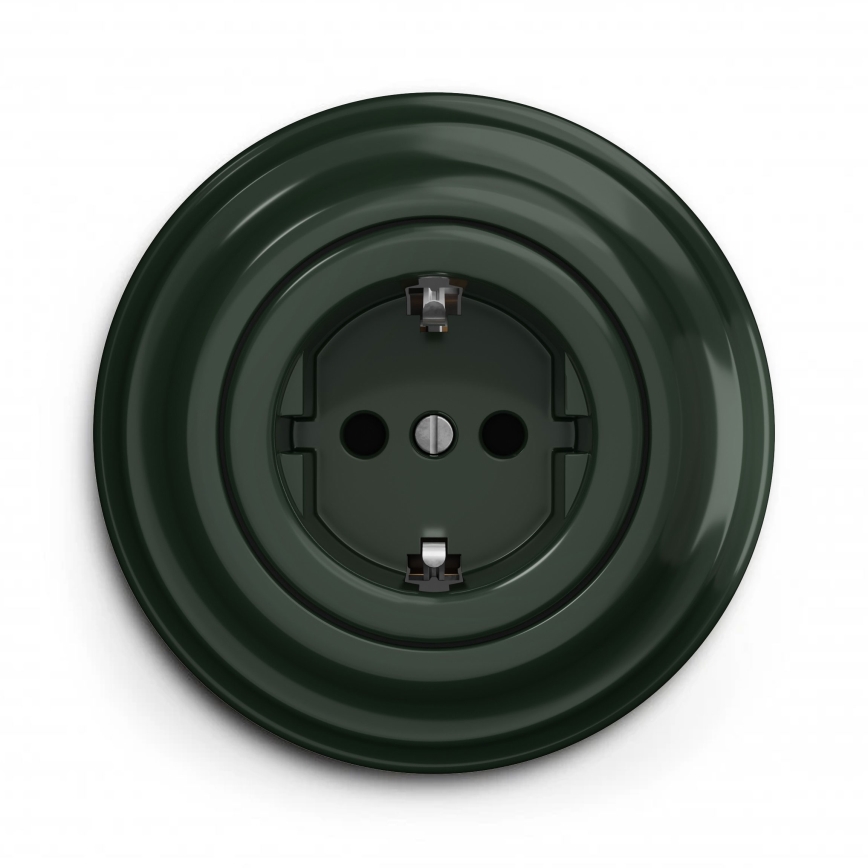 Kliklap - Retro kućna utičnica sa okvirom SCHUKO 230V/16A zelena