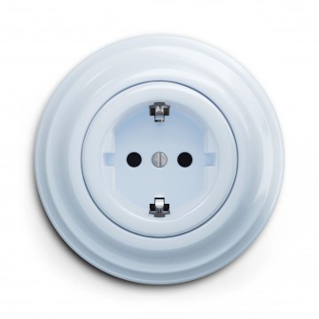 Kliklap - Retro kućna zidna utičnica sa okvirom SCHUKO 230V/16A plava