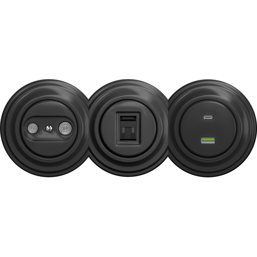 Kliklap - Retro mrežna utičnica bez okvira, antracitna