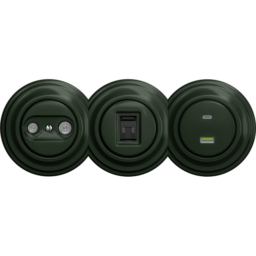 Kliklap - Retro mrežna utičnica bez okvira, zelena