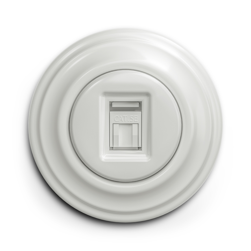 Kliklap - Retro mrežna utičnica sa ramom, bela