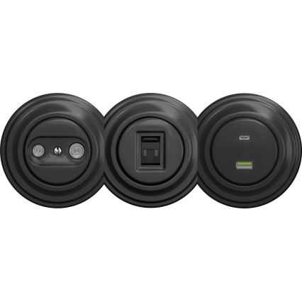 Kliklap - Retro pretplatnička TV+R utičnica (prolazna) bez okvira, antracit