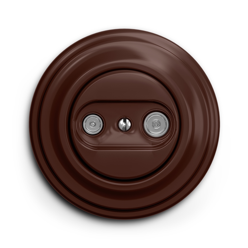 Kliklap - Retro pretplatnička utičnica TV+R (prolazna) sa braon okvirom