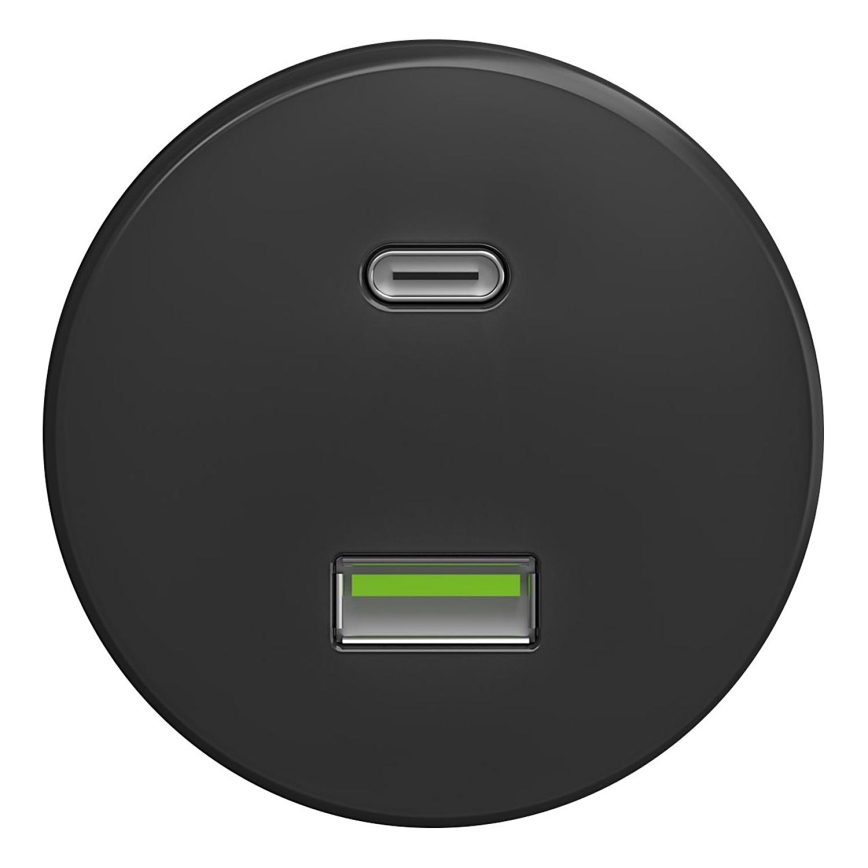 Kliklap - Retro USB utičnica A+C bez okvira antracit