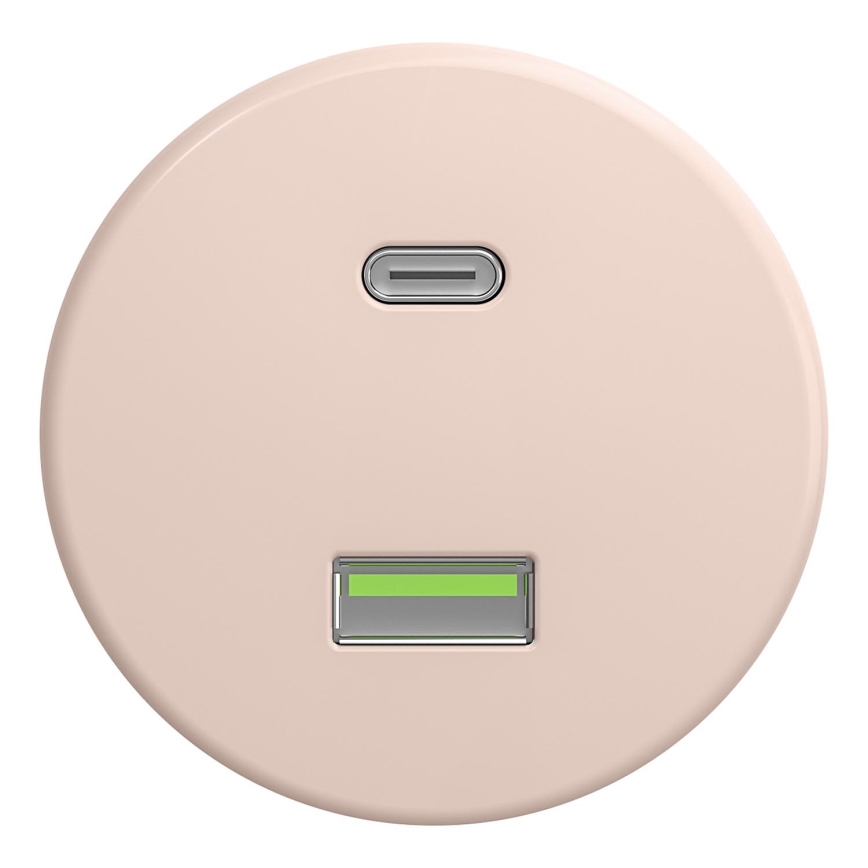 Kliklap - Retro USB utičnica A+C bez okvira, staroružičasta