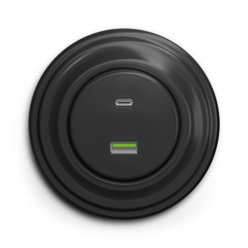 Kliklap - Retro USB utičnica A+C sa okvirom, antracit