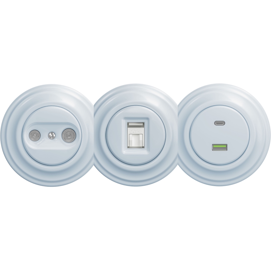 Kliklap - Retro završna TV+R utičnica bez okvira, plava