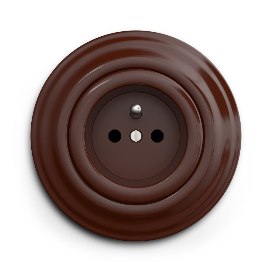 Kliklap - Retro zidna utičnica sa okvirom 230V, braon