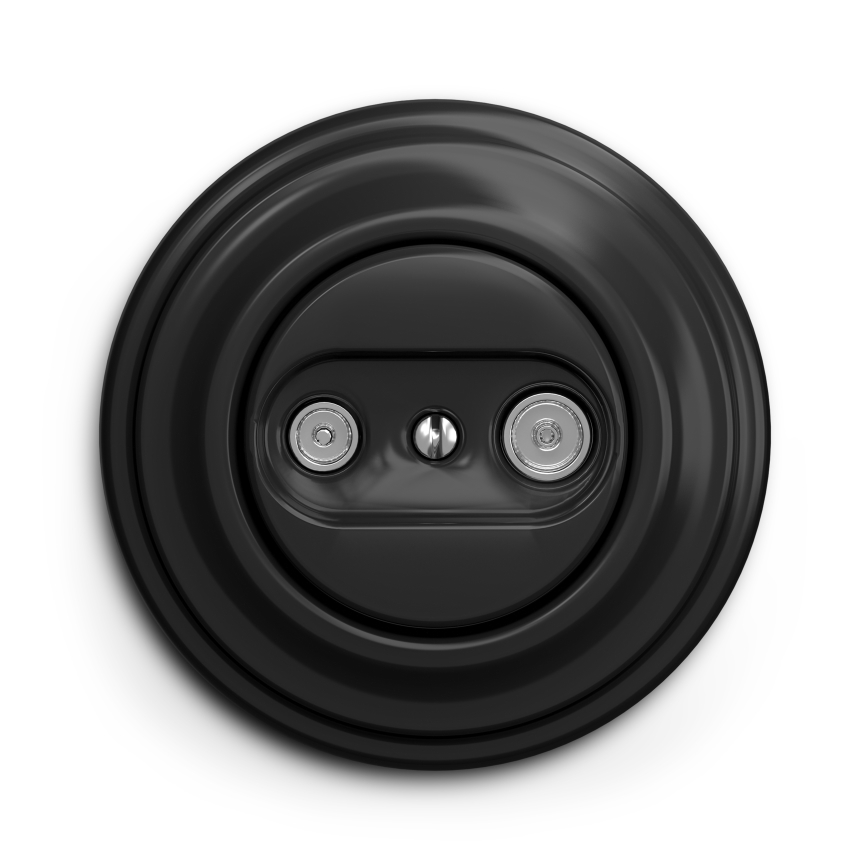 Kliklap - Retro zidna utičnica za TV i FM (prolazna) sa ramom, crna