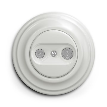 Kliklap - Retro zidna utičnica za TV+R (prolazna) sa belim okvirom