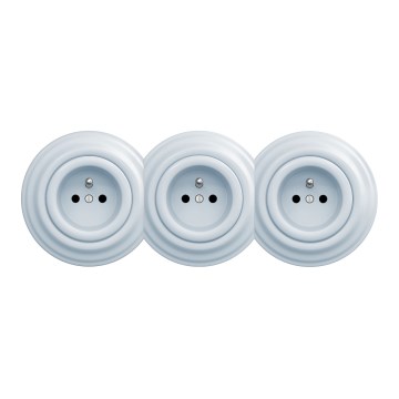 Kliklap - Trojna retro kućna utičnica sa okvirom 230V plava