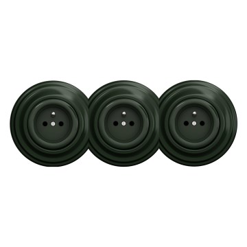 Kliklap - Trojna retro kućna utičnica sa ramom 230V zelena