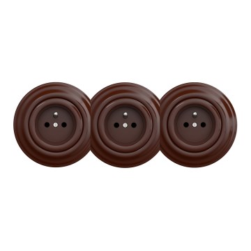 Kliklap - Trostruka retro kućna utičnica sa okvirom 230V braon