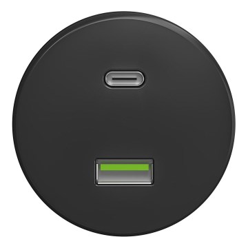 Kliklap - Vintidž USB utičnica A+C bez okvira antracit