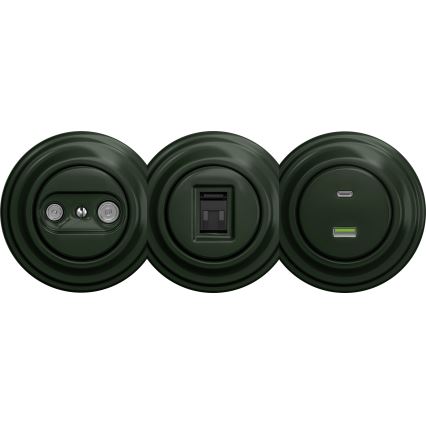 Kliklap - Vintidž USB utičnica A+C bez okvira zelena