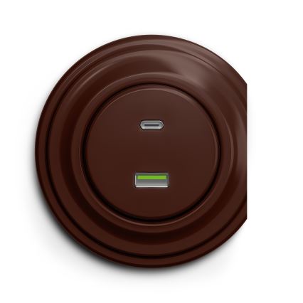 Kliklap - Vintidž USB utičnica A+C braon
