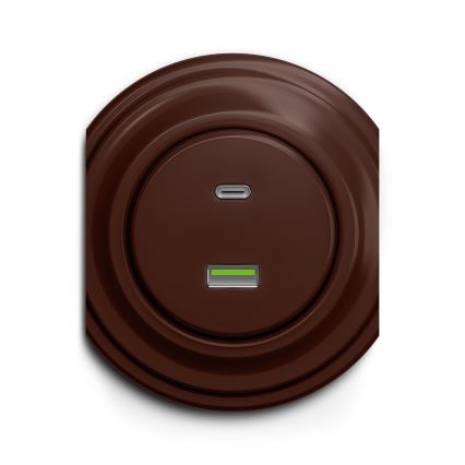 Kliklap - Vintidž USB utičnica A+C braon