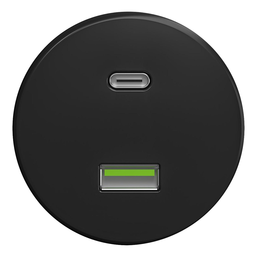 Kliklap - Vintidž USB utičnica A+C crno