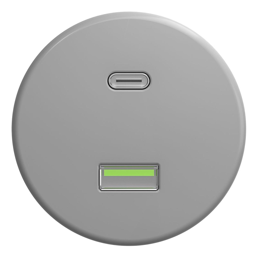 Kliklap - Vintidž USB utičnica A+C sivo