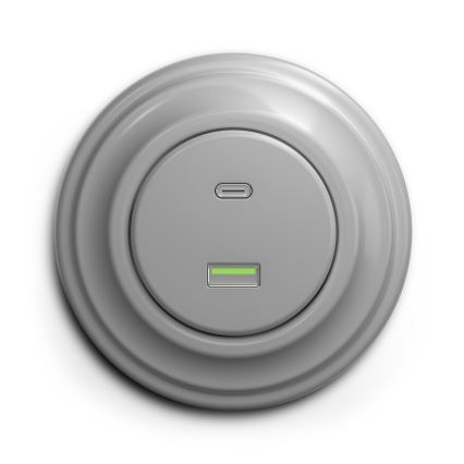 Kliklap - Vintidž USB utičnica A+C sivo