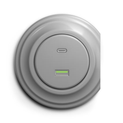 Kliklap - Vintidž USB utičnica A+C sivo