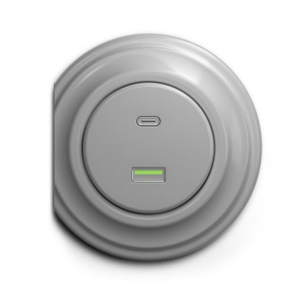 Kliklap - Vintidž USB utičnica A+C sivo