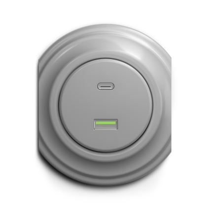 Kliklap - Vintidž USB utičnica A+C sivo
