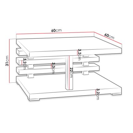 Klub sto KYOTO 31x60 cm sjajna crna