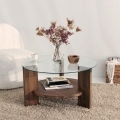 Klub sto MONDO 40x75 cm borovina/prozirno staklo