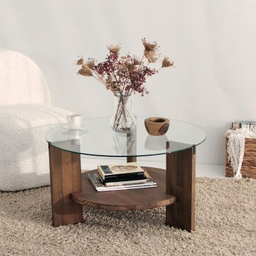 Klub sto MONDO 40x75 cm borovina/prozirno staklo