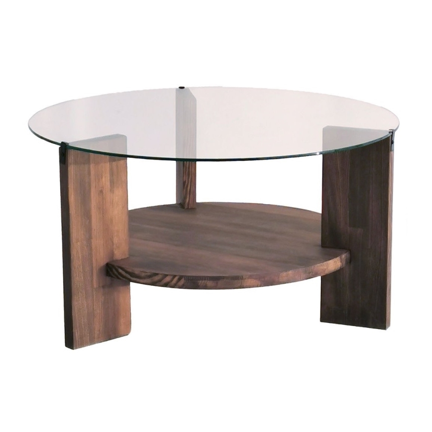 Klub sto MONDO 40x75 cm borovina/prozirno staklo