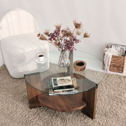 Klub sto MONDO 40x75 cm borovina/prozirno staklo