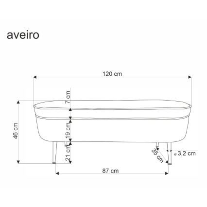 Klupa sa skladišnim prostorom AVEIRO 46x120 cm bela