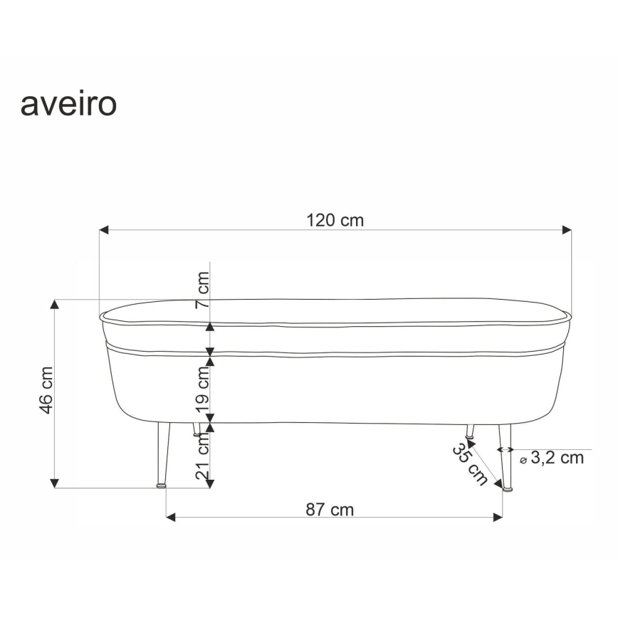 Klupa sa skladišnim prostorom AVEIRO 46x120 cm bela