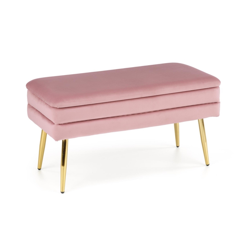 Klupa sa skladišnim prostorom VELVA 37x78 cm roze/zlatna