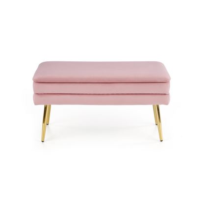 Klupa sa skladišnim prostorom VELVA 37x78 cm roze/zlatna