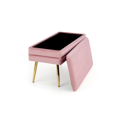 Klupa sa skladišnim prostorom VELVA 37x78 cm roze/zlatna