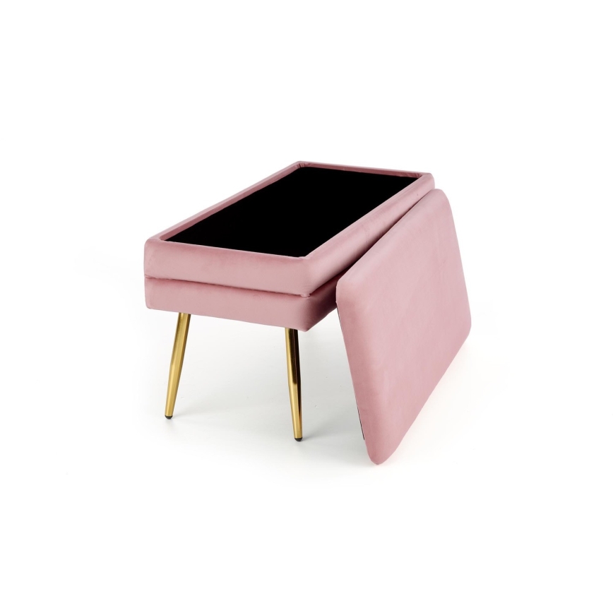Klupa sa skladišnim prostorom VELVA 37x78 cm roze/zlatna