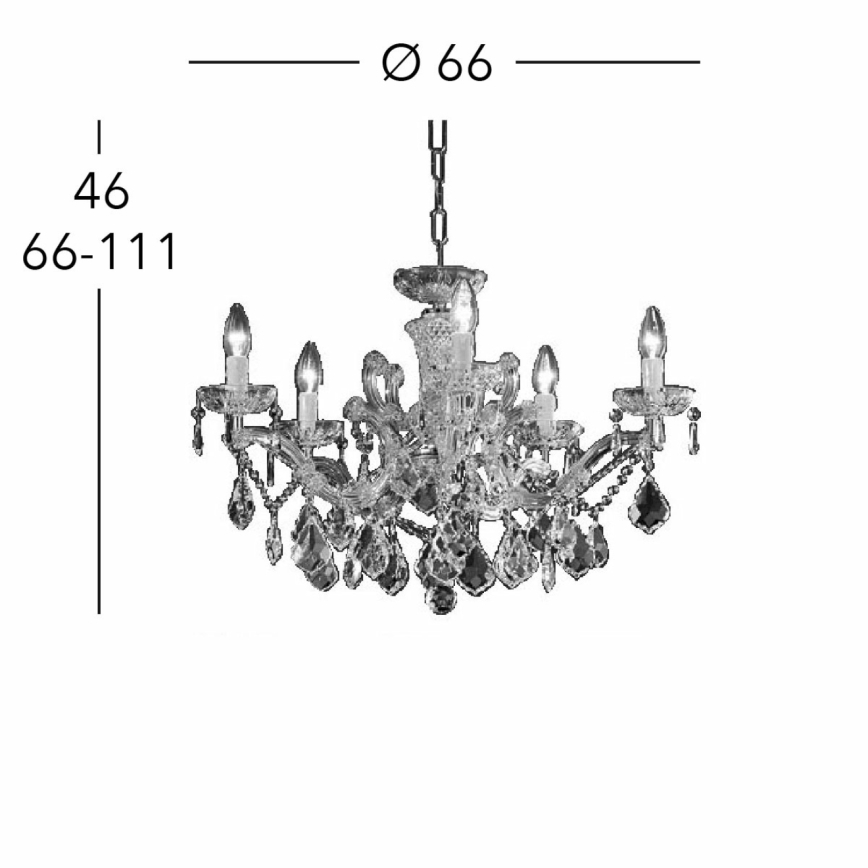 Kolarz 3149.85.3.KoT - Kristalni luster na lancu MARIA LOUISE 5xE14/40W/230V 24K zlatna