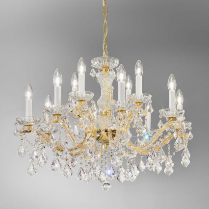 Kolarz 3149.88+4.3.KoT - Kristalni luster na lancu MARIA LOUISE 12xE14/40W/230V 24K zlatna