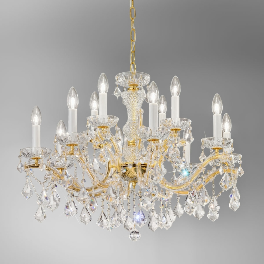 Kolarz 3149.88+4.3.KoT - Kristalni luster na lancu MARIA LOUISE 12xE14/40W/230V 24K zlatna