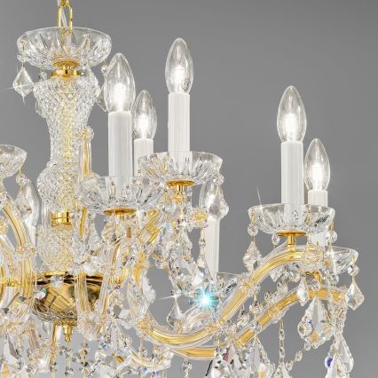 Kolarz 3149.88+4.3.KoT - Kristalni luster na lancu MARIA LOUISE 12xE14/40W/230V 24K zlatna