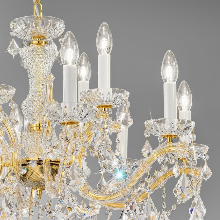 Kolarz 3149.88+4.3.KoT - Kristalni luster na lancu MARIA LOUISE 12xE14/40W/230V 24K zlatna