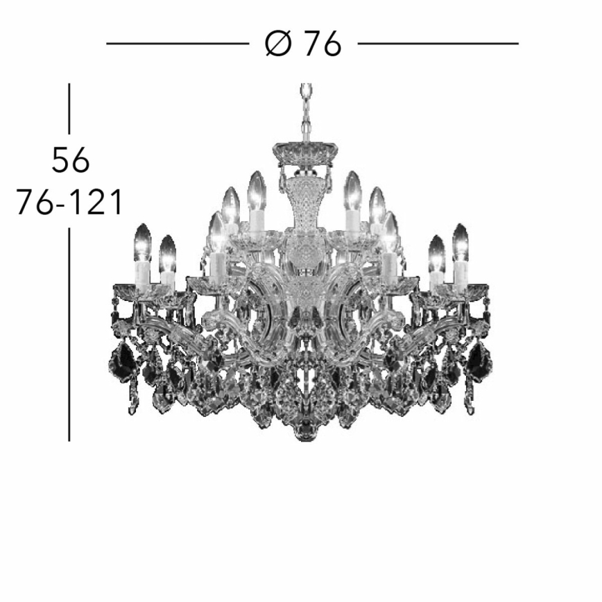 Kolarz 3149.88+4.3.KoT - Kristalni luster na lancu MARIA LOUISE 12xE14/40W/230V 24K zlatna