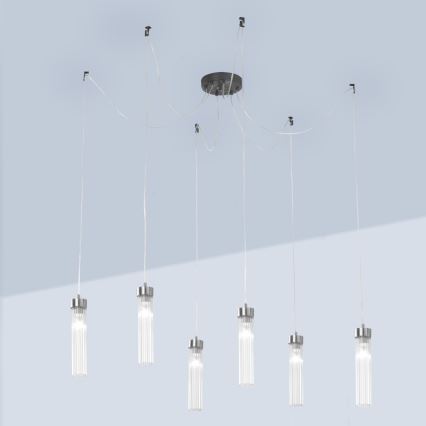 Kolarz 6009.30660 - Luster na sajli RAGGIO 6xE14/25W/230V pauk mat krom
