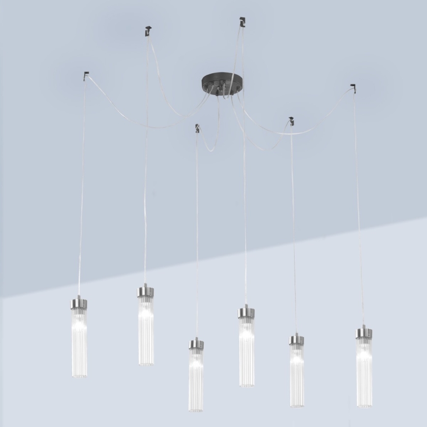 Kolarz 6009.30660 - Luster na sajli RAGGIO 6xE14/25W/230V pauk mat krom