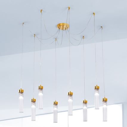 Kolarz 6009.30830 - Luster na sajli RAGGIO 8xE14/25W/230V pauk 24K zlatna
