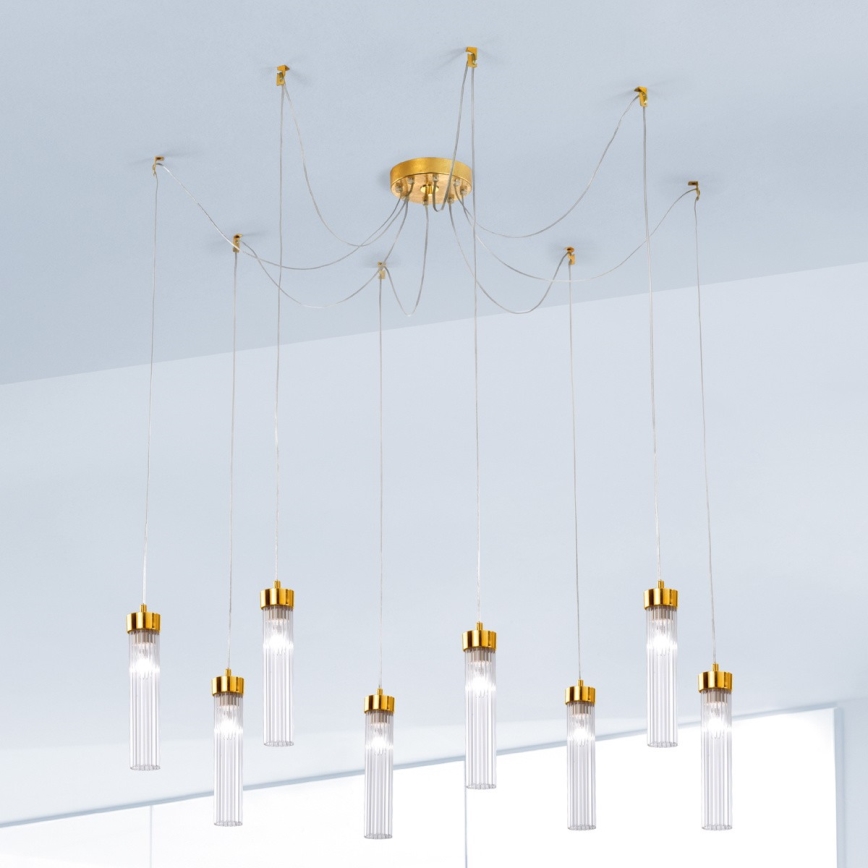 Kolarz 6009.30830 - Luster na sajli RAGGIO 8xE14/25W/230V pauk 24K zlatna